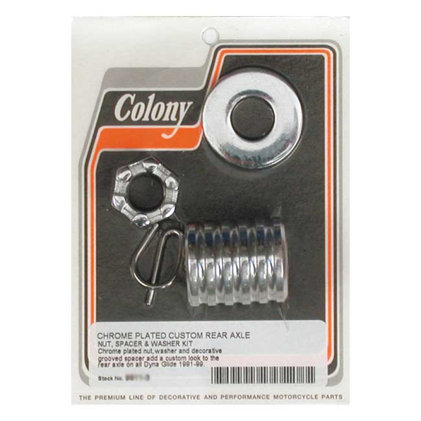 COLONY AXLE SPACER KIT REAR, GROOVED CHROME 91-99 DYNA (NU) 989457