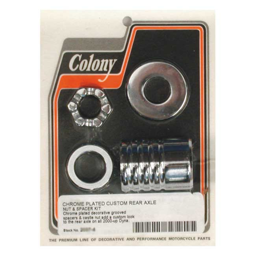 COLONY AXLE SPACER KIT REAR, GROOVED CHROME 00-05 DYNA (NU) 989459