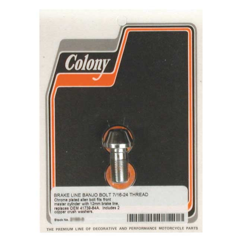 COLONY BANJO BOLTS, 7/16-24 7/16-24; CHROME; ALLENHEAD 989481