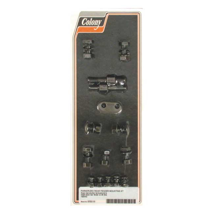 COLONY, REAR FENDER MOUNT KIT. PARKERIZED BLACK PARKERIZED FINISH. EXA 989504