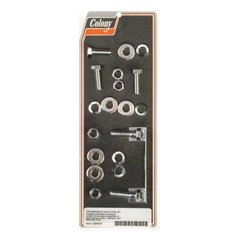 COLONY, TRANSMISSION MOUNT KIT. CHROME COMPLETE TRANSMISSON MOUNT KIT. 989542