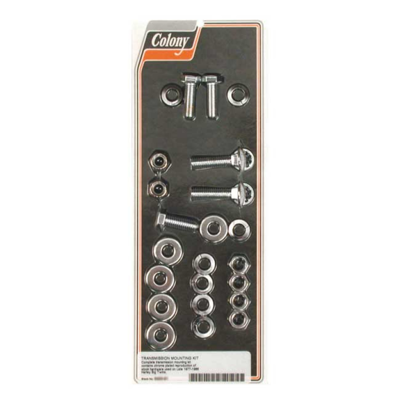 COLONY, TRANSMISSION MOUNT KIT. CHROME COMPLETE TRANSMISSON MOUNT KIT. 989544