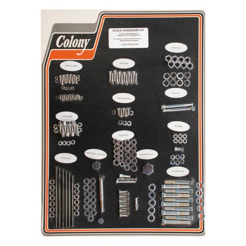 COLONY MOTOR SCREW SET CHROME; OEM STYLE 58-65 PAN (NU) 989560