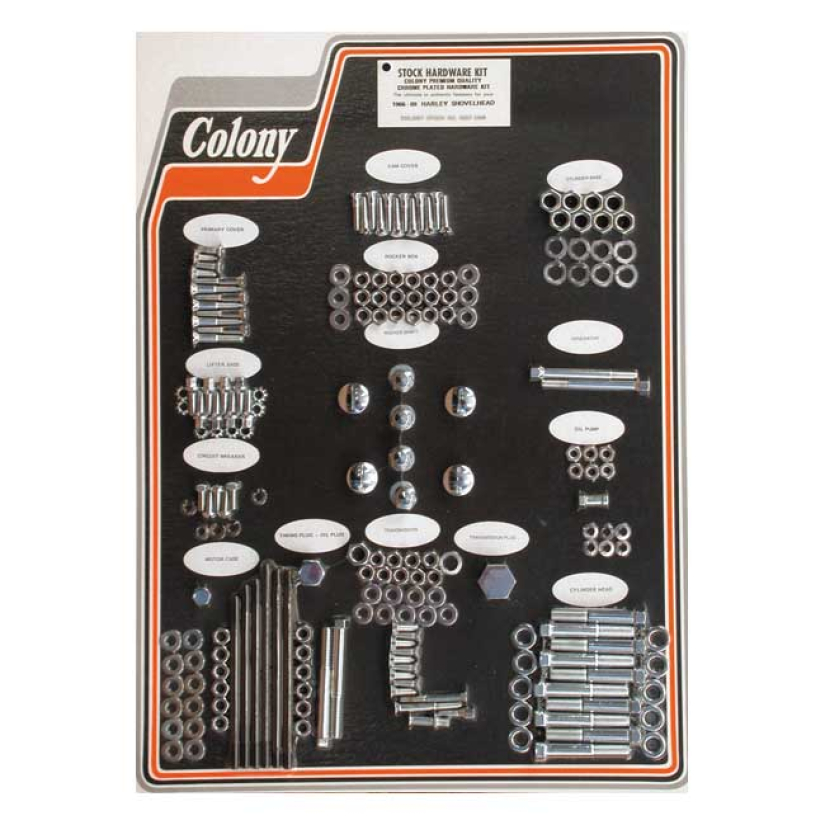 COLONY MOTOR SCREW SET CHROME; OEM STYLE 66-69 SHOVEL (NU) 989562