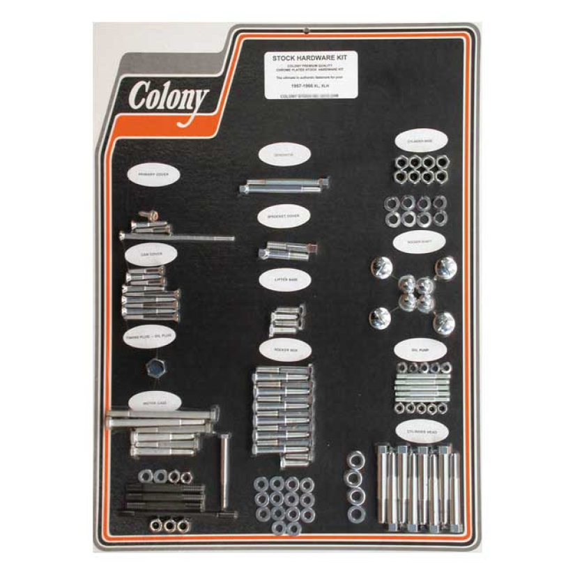 COLONY MOTOR SCREW SET CHROME; OEM STYLE 57-66 XL SPORTSTER; XLH (NU) 989572