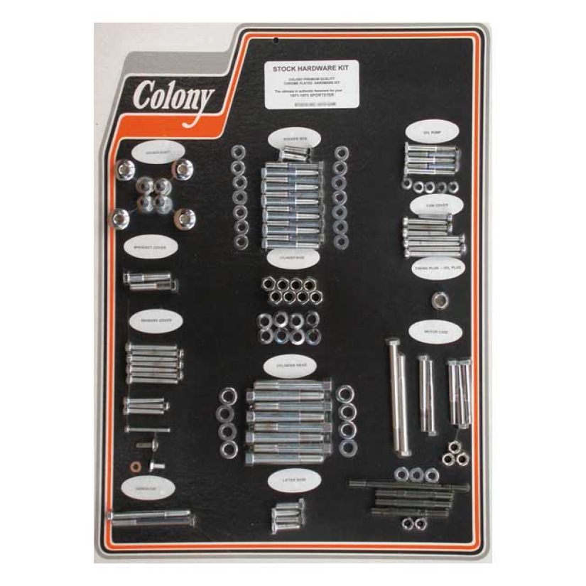 COLONY MOTOR SCREW SET CHROME; OEM STYLE 71-73 XL SPORTSTER MODELS (NU 989578