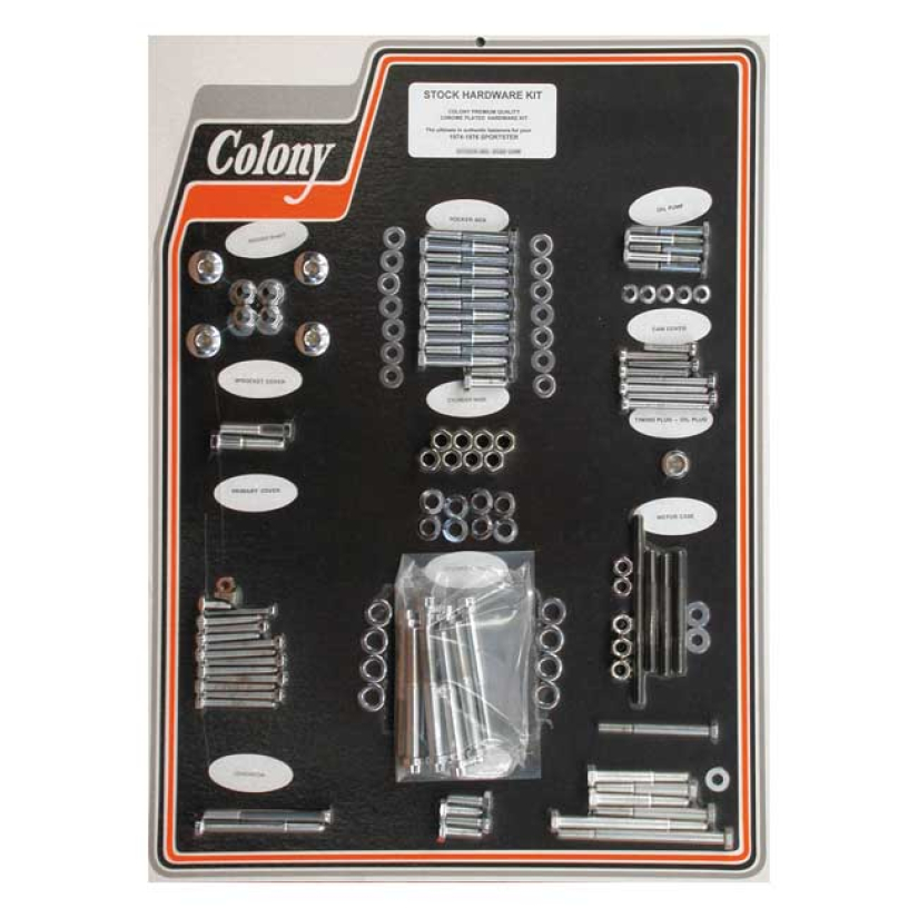COLONY MOTOR SCREW SET CHROME; OEM STYLE 74-76 XL SPORTSTER (NU) 989580