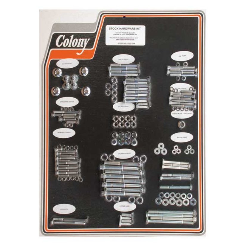 COLONY MOTOR SCREW SET CHROME; OEM STYLE 81-85 XL SPORTSTER (NU) 989584