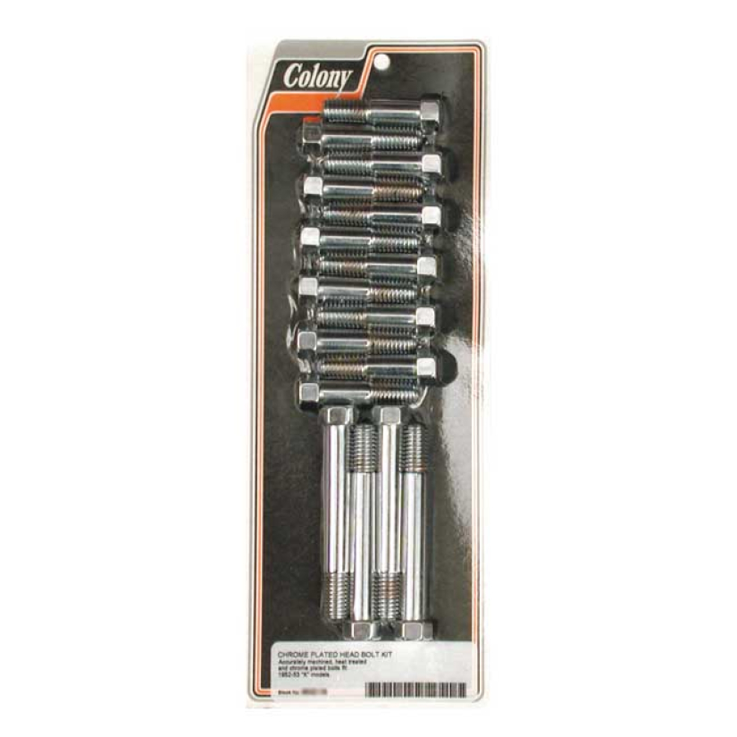 COLONY HEAD BOLT KIT CHROME; OEM STYLE 52-53 K MODEL (NU) 989606