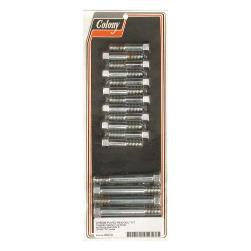 COLONY HEAD BOLT KIT CHROME; OEM STYLE 54-56 KH MODELS (NU) 989608