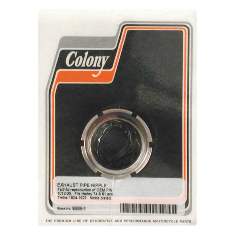 COLONY, EXHAUST PIPE NIPPLE NICKEL PLATED. ACCURATELY REPRODUCED EARLY 989670