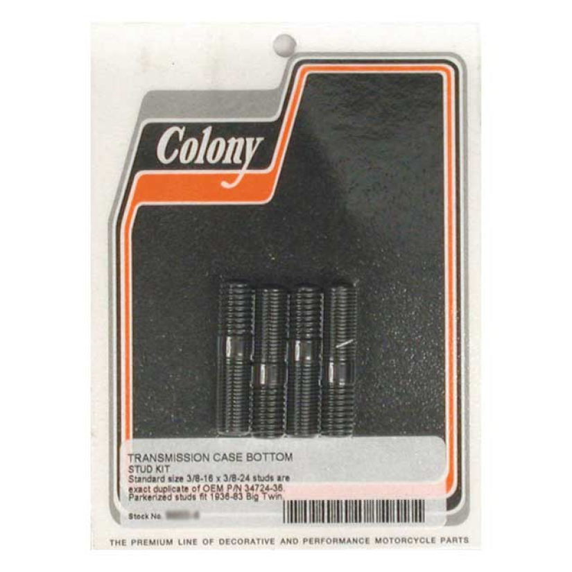 COLONY, TRANSMISSION TO MOUNT PLATE STUDS BLACK PARKERIZED. 3/8-16 TO 989715