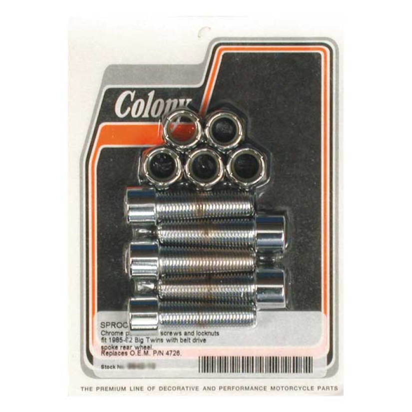 COLONY SPROCKET BOLT & NUT KIT POLISHED CHROME ALLEN; REAR WHEEL; SPOK 989942
