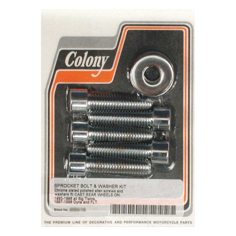 COLONY 7/16 SPROCKET BOLT KIT CHROME POLISHED ALLEN HEADS. CUSTOM VERS 989955