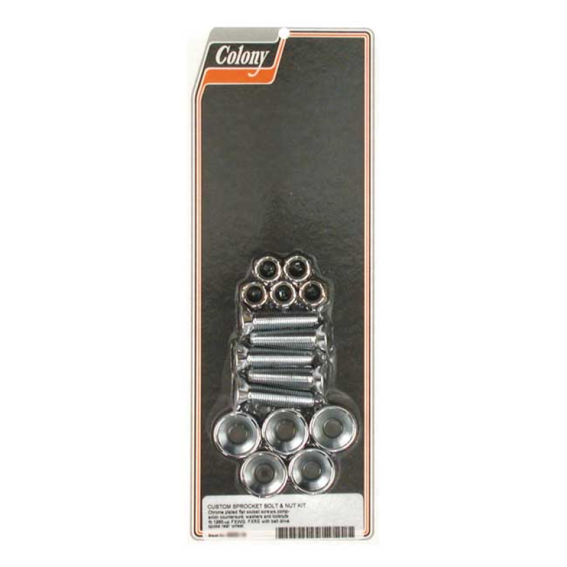 COLONY SPROCKET BOLT & NUT KIT FLATHEAD ALLEN & COUNTERSUNK WASHERS; S 989960