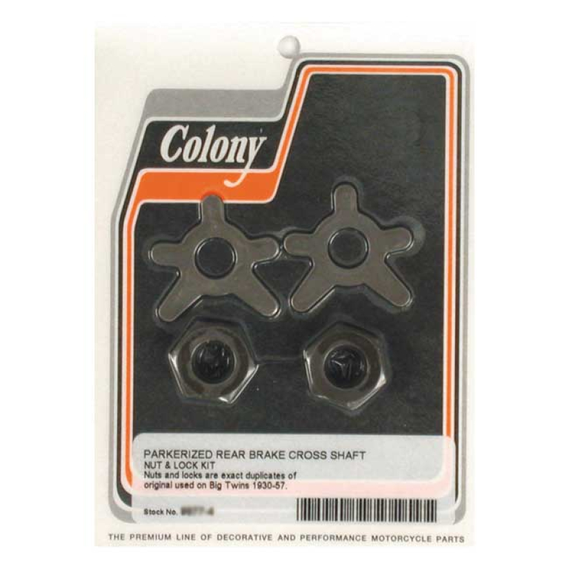 COLONY BRAKE SHAFT LOCK & NUT KIT PARKERIZED 30-57 BIG TWIN (NU) 989983