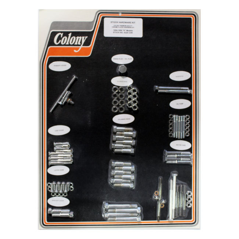 COLONY MOTOR SCREW SET CHROME; OEM STYLE 54-56 K MODELS (NU) 990098