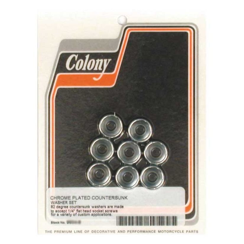 COLONY COUNTERSUNK FLATWASHERS 1/4" CHROME; TAKES FLATHEAD ALLEN BOLTS 990145