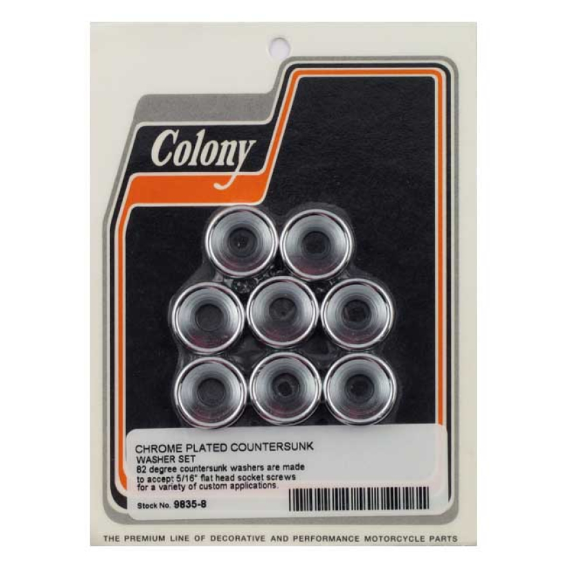 COLONY COUNTERSUNK FLATWASHERS 5/16" CHROME; TAKES FLATHEAD ALLEN BOLT 990146