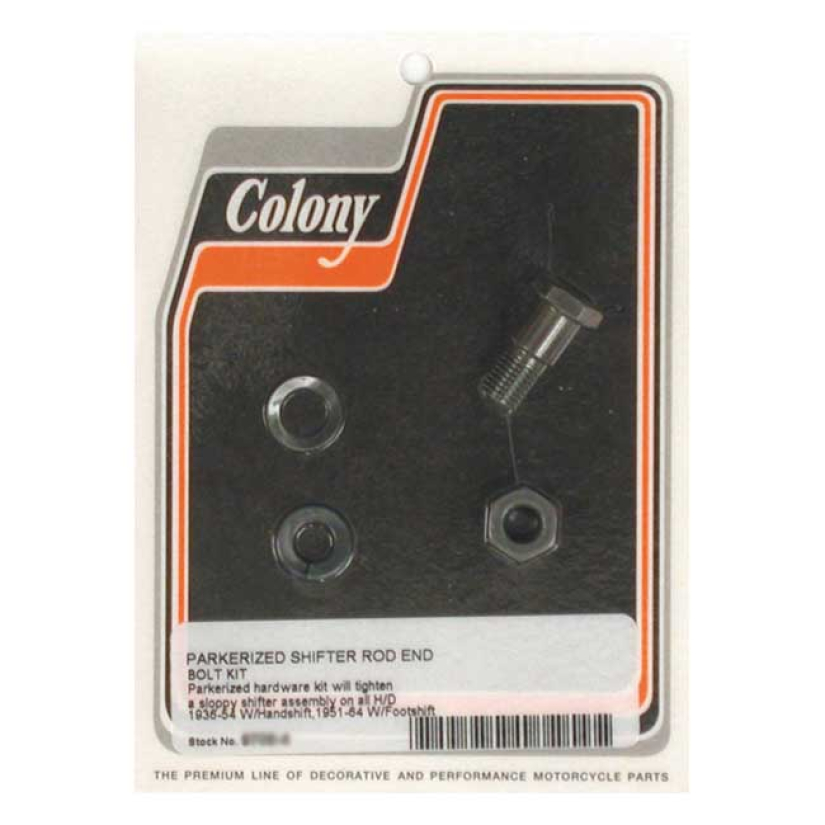COLONY, SHIFTER ROD BOLT END KIT. BLACK BLACK PARKERIZED FINISH. USED 990170