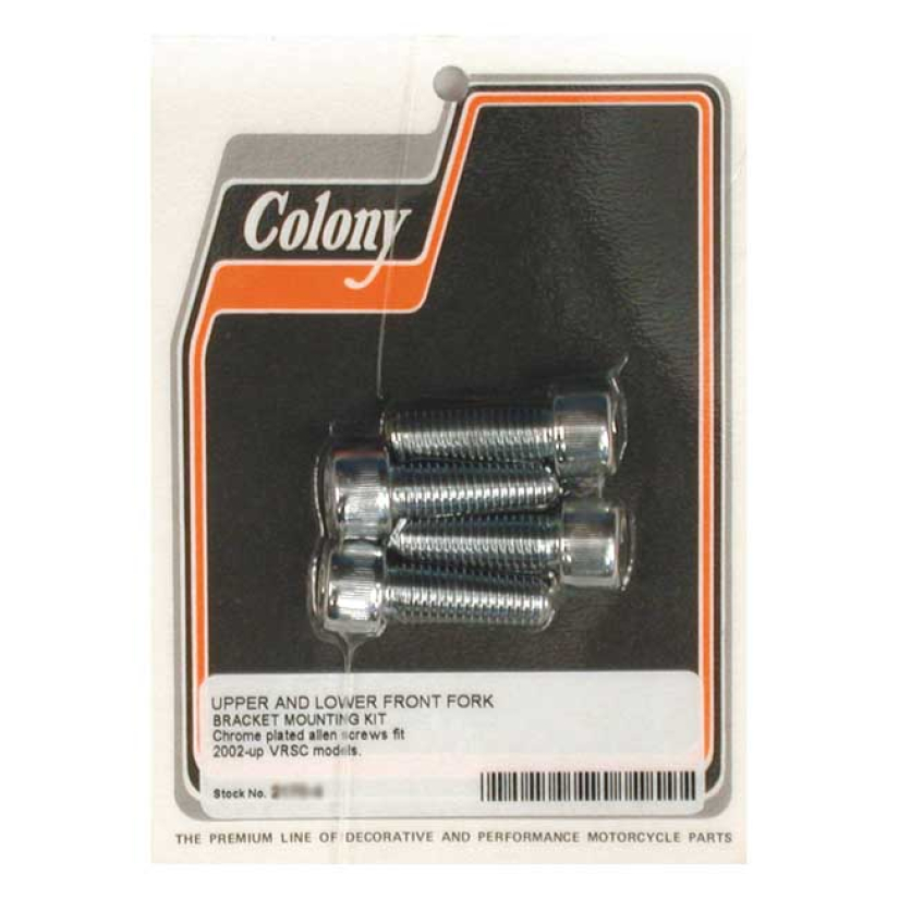 COLONY, FRONT FORK BRACKET MOUNT KIT CHROME ALLEN HEAD. UPPER & LOWER 990271