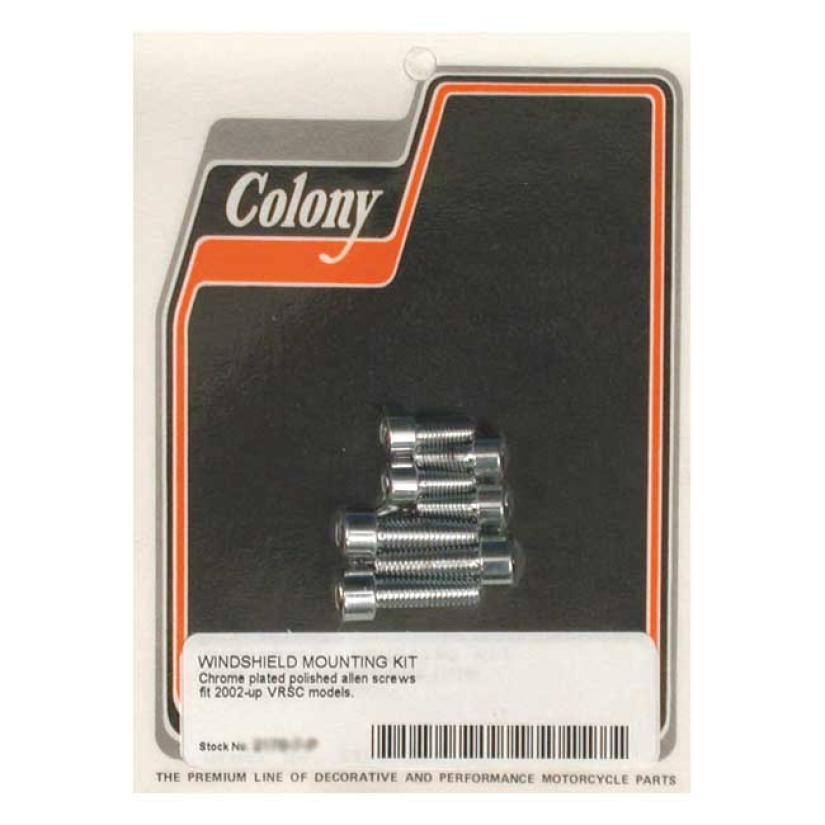 COLONY, WINDSHIELD MOUNT KIT POLISHED CHROME ALLEN HEAD.  02-17 V-ROD 990276