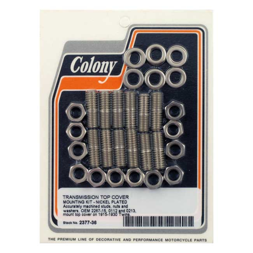 COLONY TRANSM TOP COVER MOUNT KIT NICKEL PLATED 1915-1930 H-D 990380