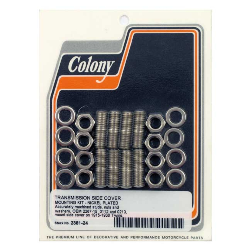 COLONY TRANSM SIDE COVER MOUNT KIT NICKEL PLATED 1915-1930 H-D 990382