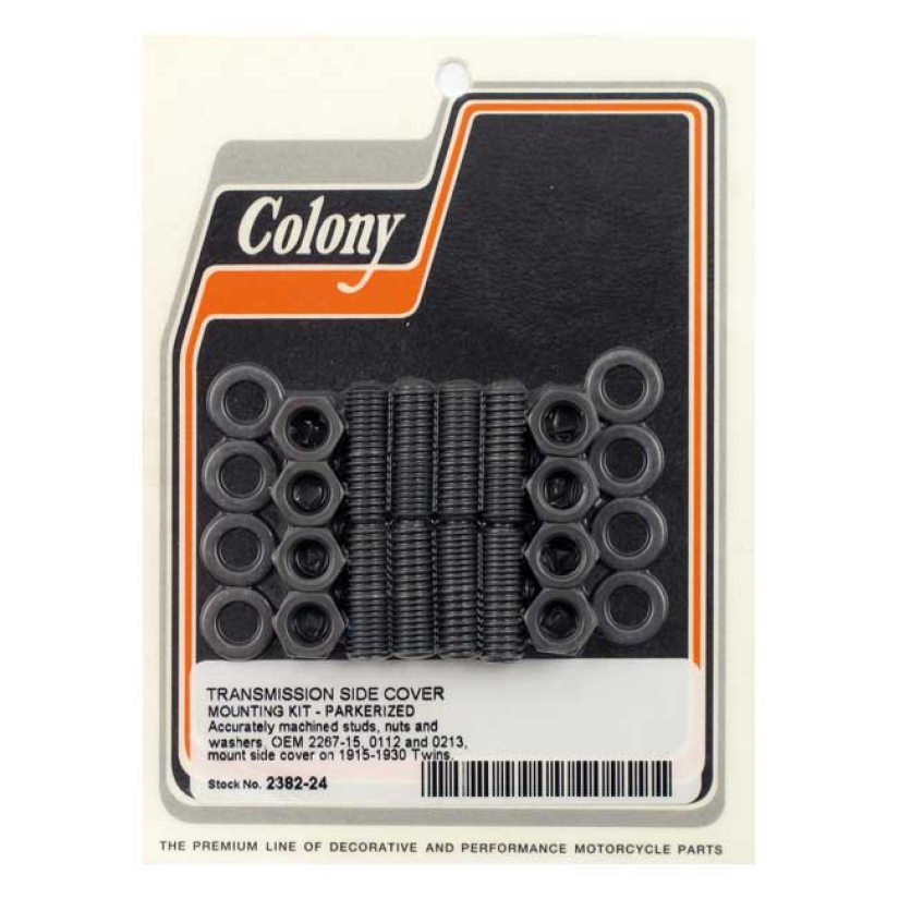 COLONY TRANSM SIDE COVER MOUNT KIT BLACK PARKERIZED 1915-1930 H-D 990383