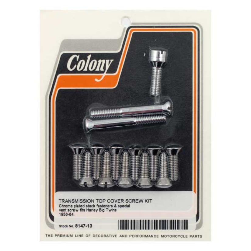 COLONY TRANSM TOP COVER SCREW KIT CHROME 56-64 BIG TWIN (NU) 990389